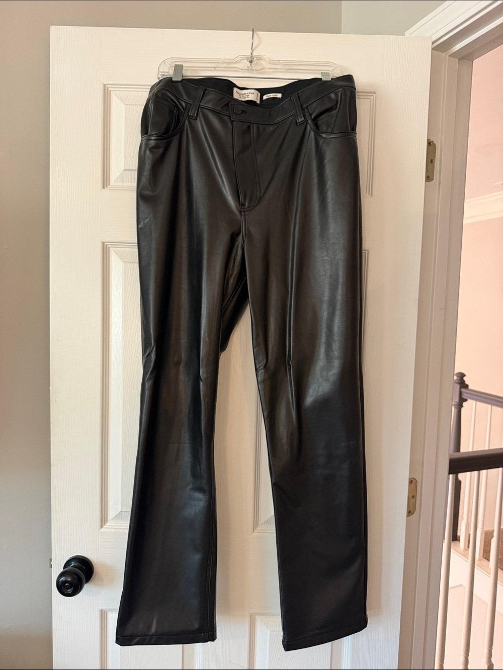 Abercrombie & Fitch Black Faux Leather- Curve Love 90s Straight Ultra High Rise